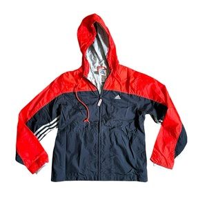 Vintage Adidas Size Medium Red Blue Embroidered Logo Jacket Hooded America